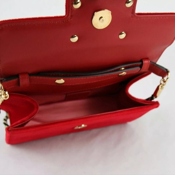 GUCCI Broadway Red Velvet and Leather Crystal Bag, New - Picture 8 of 10